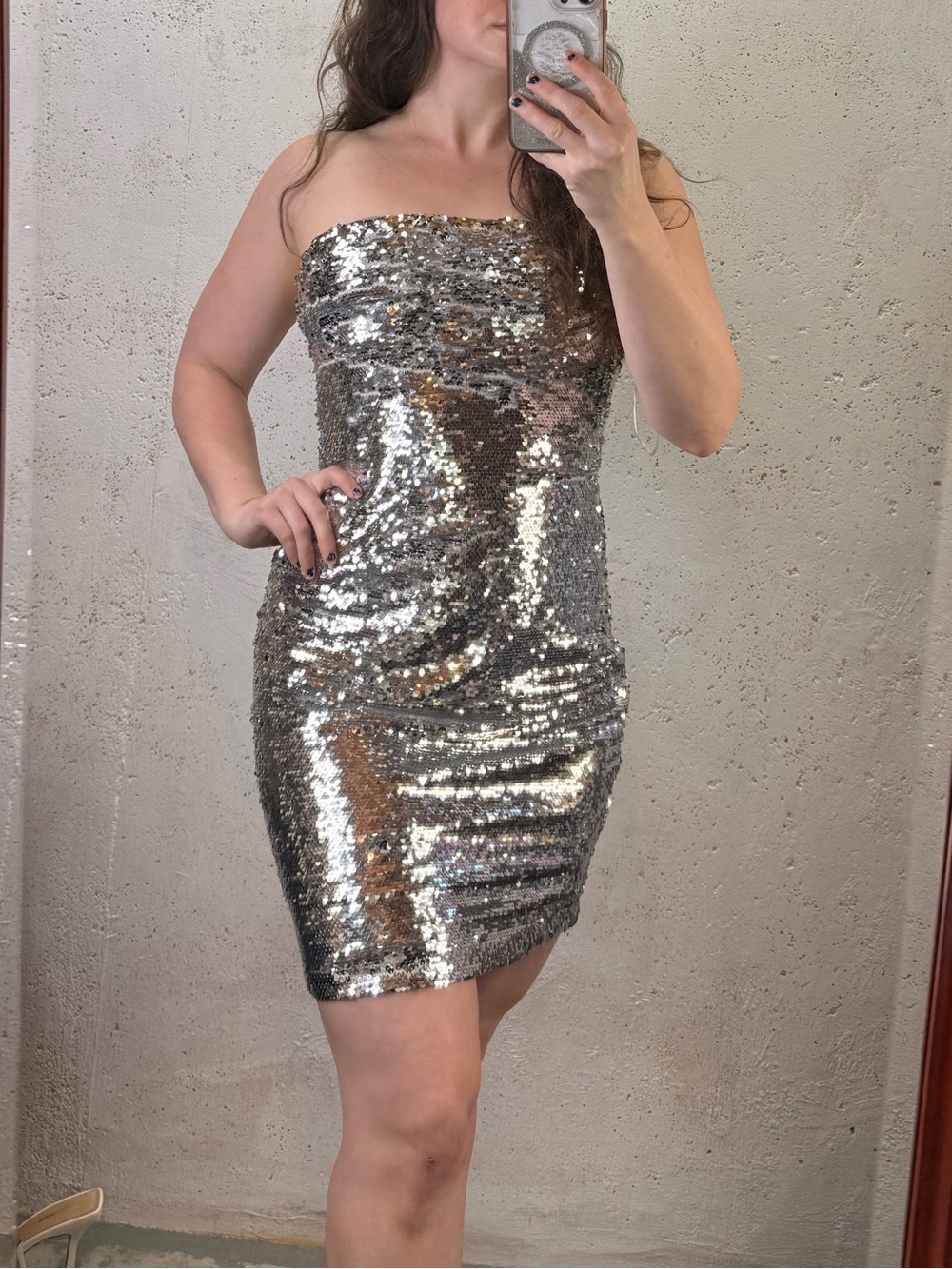 Gianni Bini Silver Sequin Mini Dress New With Tags Size Medium Cocktail Party - Picture 13 of 13